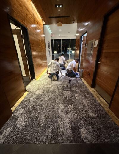 Velasquez Carpet commercial office hallway flooring installation